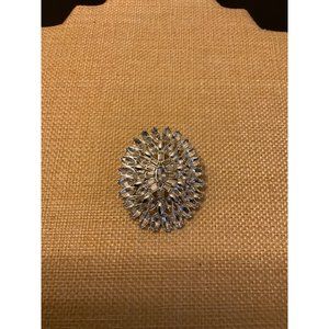 Vintage Napier Clear Rhinestone Silver Tone Brooch